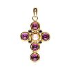 18CT GOLD AMETHYST, SAPPHIRE & PEAL CROSS PENDANT at Ross's Online Art Auctions
