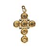 18CT GOLD AMETHYST, SAPPHIRE & PEAL CROSS PENDANT at Ross's Online Art Auctions