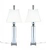 PAIR OF LARGE MODERN GLASS & CHROME TABLE LAMPS at Ross's Online Art Auctions