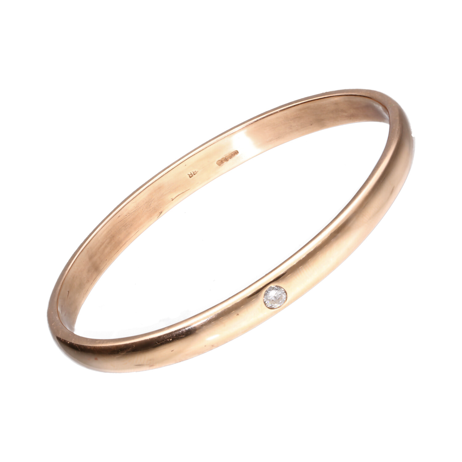 9CT ROSE GOLD DIAMOND BANGLE at Ross's Online Art Auctions