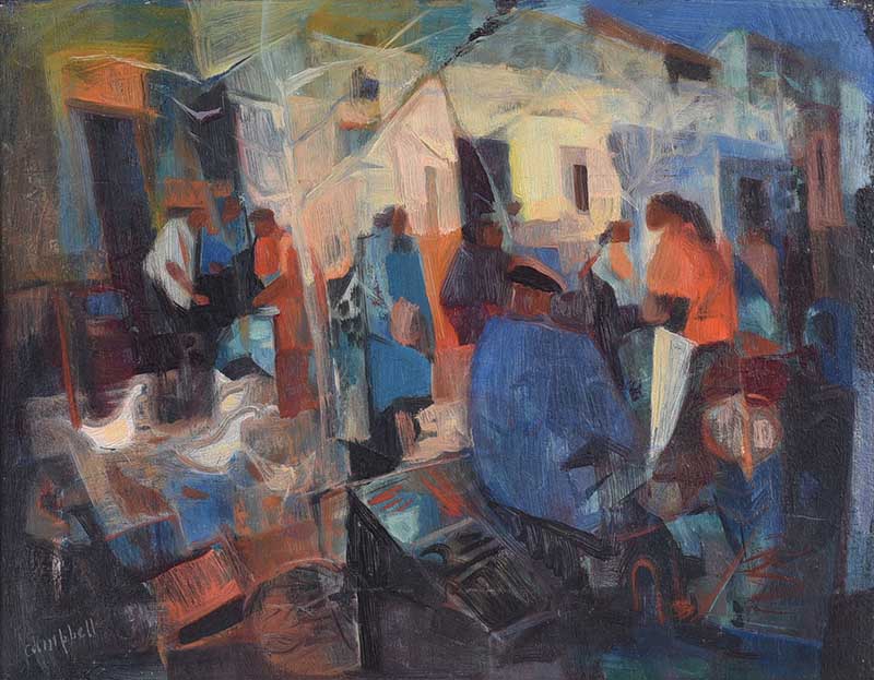 STREET MARKET, MALAGA by George Campbell RHA RUA at Ross's Online Art Auctions
