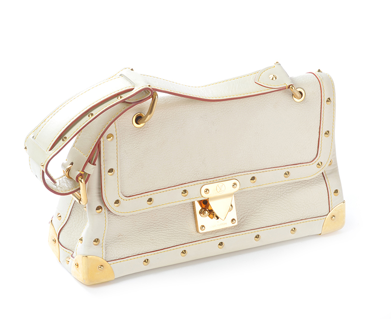LOUIS VUITTON LIMITED EDITION OFF-WHITE HANDBAG WITH GOLD-TONE HARDWARE