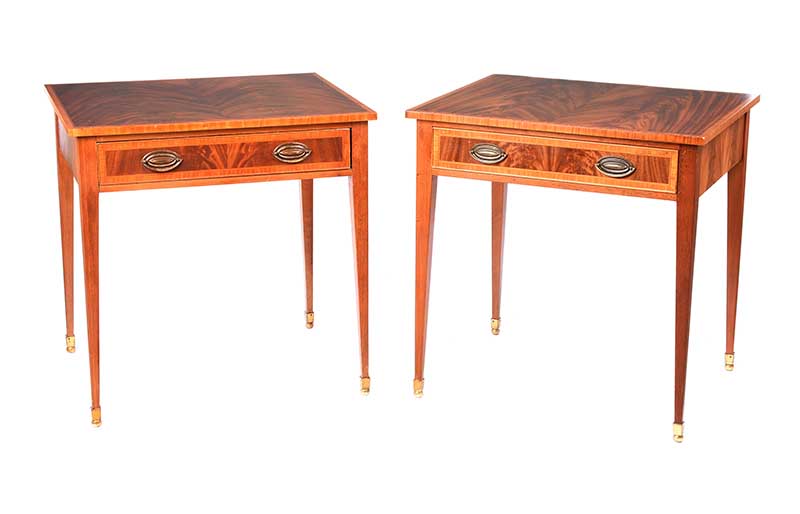 PAIR OF INLAID MAHOGANY LAMP TABLES at Ross's Online Art Auctions