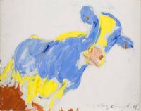 BLUE & YELLOW COW by Con Campbell at Ross's Online Art Auctions