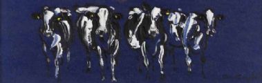 FRIESIANS ON BLUE by Con Campbell at Ross's Online Art Auctions