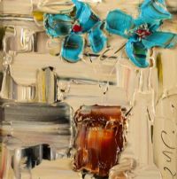 BLUE FLOWERS IN A BROWN VASE by Colin Flack at Ross's Online Art Auctions
