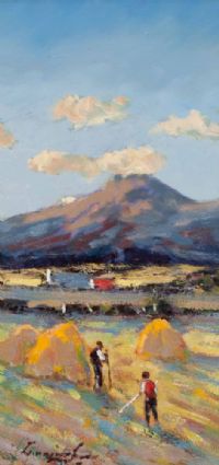 MAKING HAY NEAR THE MOURNES by William Cunningham at Ross's Online Art Auctions