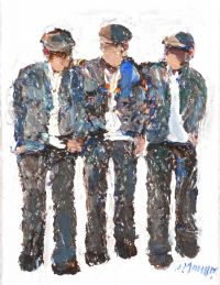 THE SHIPYARD WORKERS by Desmond Monroe at Ross's Online Art Auctions