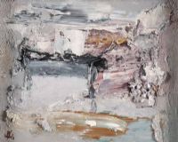 ABSTRACT COMPOSITION, WINTER LANDSCAPE by John Kingerlee at Ross's Online Art Auctions