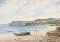 A STROLL ON THE BEACH by A.D. Bell RBA at Ross's Online Art Auctions