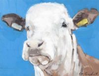 COW HEAD WITH TAGS by Con Campbell at Ross's Online Art Auctions