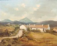 COTTAGES, DONEGAL by Denis Thornton at Ross's Online Art Auctions
