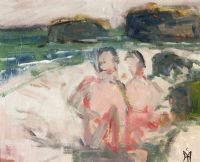 FIGURES AT BALLINTOY by Hugh McIlfatrick at Ross's Online Art Auctions