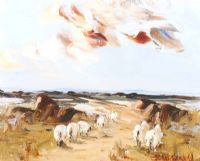SHEEP ON THE BOG ROAD by Thelma Mansfield at Ross's Online Art Auctions