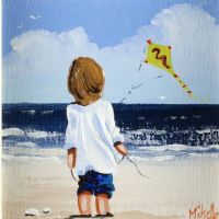 BOY WTH KITE by Michelle Carlin at Ross's Online Art Auctions
