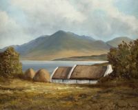 COTTAGES, CONNEMARA by Manson Blair UWS at Ross's Online Art Auctions