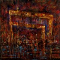 HARLAND & WOLFF AT NIGHT by John Stewart at Ross's Online Art Auctions