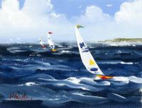 YACHTING OFF THE NORTH COAST by Michelle Carlin at Ross's Online Art Auctions