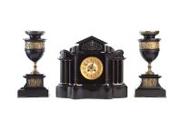 THREE PIECE VICTORIAN SLATE CLOCK SET at Ross's Online Art Auctions