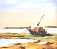 BEACHED BOAT by David Googe at Ross's Online Art Auctions