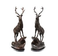 PAIR OF BRONZE STAGS at Ross's Online Art Auctions