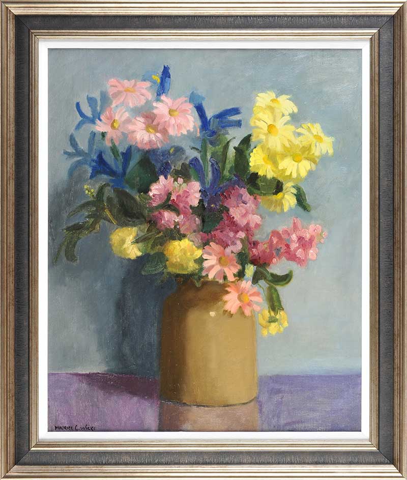 STILL LIFE, FLOWERS IN A STONEWARE JUG by Maurice Canning  Wilks ARHA RUA at Ross's Online Art Auctions