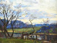 TREES BY THE RIVER LAGAN by Hans Iten RUA at Ross's Online Art Auctions