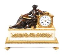 19TH CENTURY CARRERA MARBLE MANTLE CLOCK at Ross's Online Art Auctions