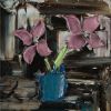 LILAC FLOWERS IN A BLUE VASE by Colin Flack at Ross's Online Art Auctions