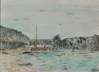 MOORED BOAT by Benjamin Louis David at Ross's Online Art Auctions