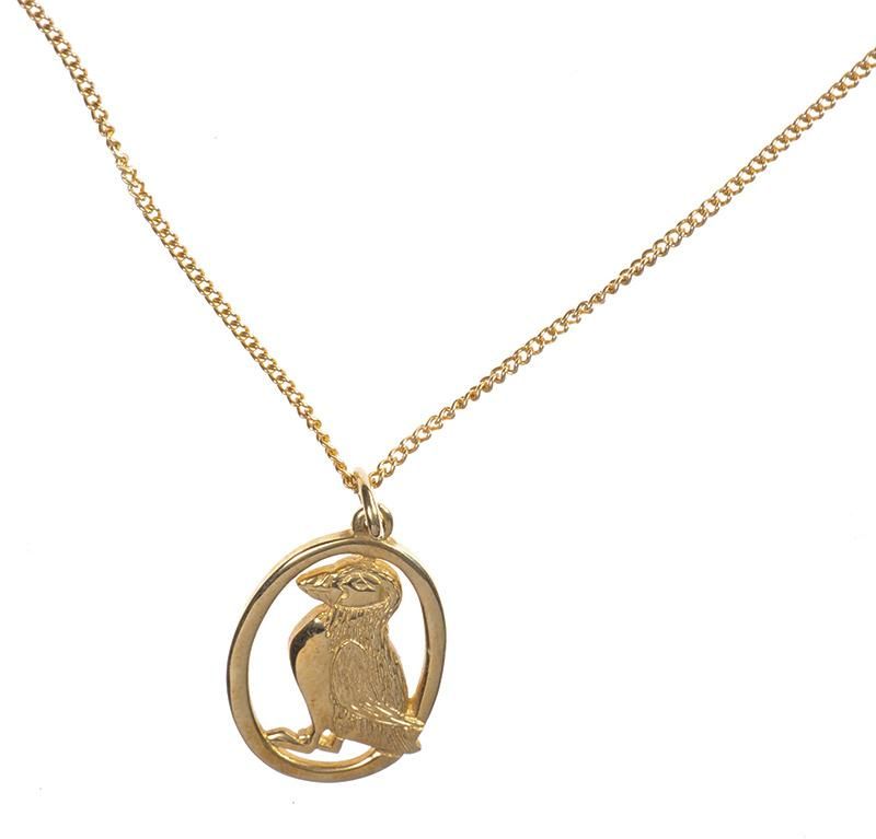 9 CT GOLD PUFFIN PENDANT AND CHAIN
