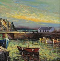 BALLINTOY HARBOUR by William Cunningham at Ross's Online Art Auctions