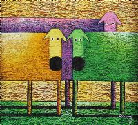 THREE SHEEP by T. James at Ross's Online Art Auctions