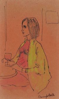 LADY DRINKING WINE by George Campbell RHA RUA at Ross's Online Art Auctions
