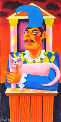 PUNCH & PINK CAT by Graham Knuttel at Ross's Online Art Auctions