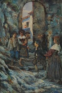 MEETING AT THE STEPS by F. Nardi at Ross's Online Art Auctions