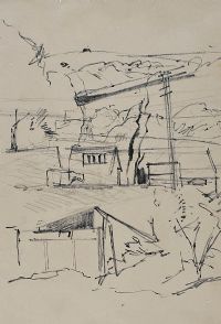 LANDSCAPE WITH FARM BUILDINGS by Tom Carr HRHA HRUA at Ross's Online Art Auctions