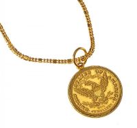 18CT GOLD COIN PENDANT AND CHAIN at Ross's Online Art Auctions