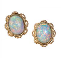 9CT PIERCED GOLD AND OPAL EARRINGS at Ross's Online Art Auctions