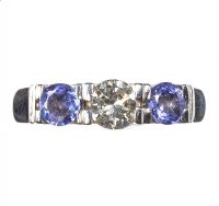 18CT WHITE GOLD TANZANITE AND DIAMOND RING at Ross's Online Art Auctions