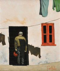 FIGURE IN THE DOORWAY by Eric McCully at Ross's Online Art Auctions