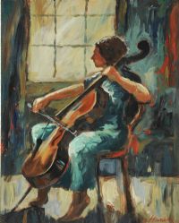 THE CELLO PLAYER by Martin Hasson at Ross's Online Art Auctions