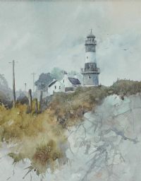 THE LIGHTHOUSE AT INISHOWEN, DONEGAL by Tom Kerr at Ross's Online Art Auctions
