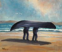 THE CURRACH MEN, ACHILL by Sean Loughrey at Ross's Online Art Auctions