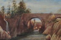 WATERFALL BY THE BRIDGE by Andrew Nicholl RHA at Ross's Online Art Auctions