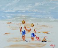 ON THE BEACH by Louise Mansfield at Ross's Online Art Auctions