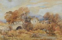 FISHING BY THE BRIDGE by S. Palmer at Ross's Online Art Auctions