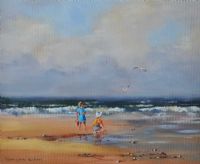 ON THE BEACH by Hamilton Sloan at Ross's Online Art Auctions