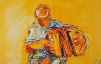 THE YELLOW ACCORDIAN by J.B. Vallely at Ross's Online Art Auctions