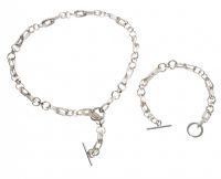 STERLING SILVER FANCY LINK NECKLACE AND BRACELET SET at Ross's Online Art Auctions